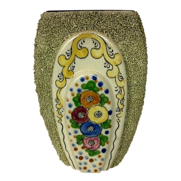 Vintage Revelation Japan Floral Textured Ceramic Vase 8 inch Tall - Picture 3 of 7